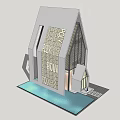 Modern Architectural Design With Steep Roof Large Glass Windows And Decorative Facade