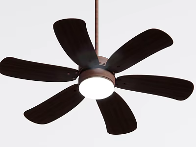 Modern Ceiling Fan With Light Dark Brown Blades And White Illumination For Home Cooling 3d model