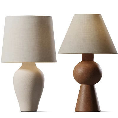 Two Modern Table Lamps With White Ceramic And Brown Spherical Bases 3d model