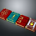 Decorative Hardcover Books With Red Green Covers And Various Symbols For Home Decor
