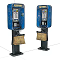 Two Blue Vintage Public Phone Booths In Mobile Digital Communication Scene