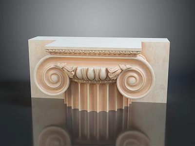 Ornate Classical Architectural Capital With Carved Volute Details And Stone Base 3d model