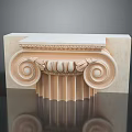 Ornate Classical Architectural Capital With Carved Volute Details And Stone Base