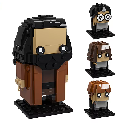 Building Block Style Decorative Figurine Set With Multiple Character Designs For 3d model