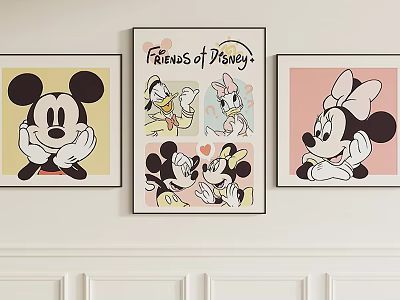 Disney Friends Wall Art Decor With Mickey Minnie And Cartoon Characters 3d model
