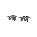 Modern Wooden Dining Table And Chairs Set With Walnut Finish And Minimalist Design