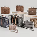 Assorted Stylish Bags With Leather Woven Fabric Brown Black Blue Duffel Handbag Crossbody Styles