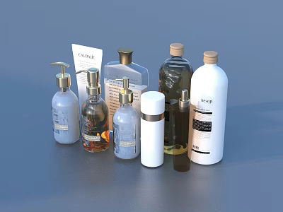Perfume Cosmetics Beauty Products Including Pump Spray Bottles And Frosted Glass Containers 3d model
