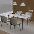 Modern Cream Dining Table Rock Plate Dining Table Square Dining Table 3d model
