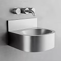 Modern Wall Mounted Silver Sink with Faucet and Knobs in Bathroom Design 3d model