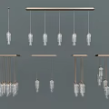 Modern Transparent Glass Pendant Chandeliers With Multiple Hanging Elements For Interior Lighting 3d model