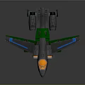 Green And Gray Toy Airplane Model With Blue Stripes Yellow Cockpit Wings And Engines