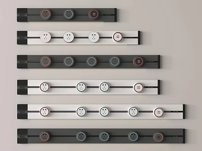 Modern Switch Panels With Various Colored Buttons And Sleek Multiple Design Arrangement 3d model