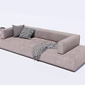 Modern Light Gray Sectional Sofa With Plaid Cushion And Striped Throw Blanket 3d model