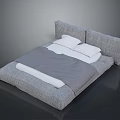 Modern Gray Bed Mattress With White Pillows And Gray Blanket Design 3d model