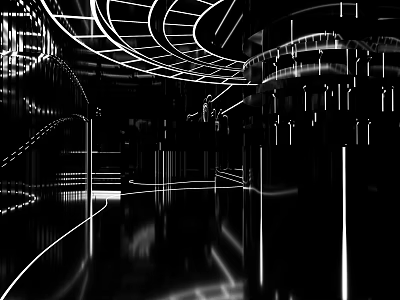 Modern Futuristic Elevator Hallway Design With Sleek LED Lighting And Reflective Floors 3d model