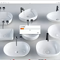 White Bathroom Sinks with Various Modern Designs and Different Shapes for Bathrooms 3d model