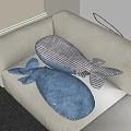 Cute Whale Shaped Blue And Gray White Striped Decorative Pillows On Sofa