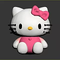 Cute Hello Kitty Stuffed Toy With White Body Pink Bow Black Whiskers And Yellow Nose