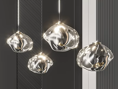Transparent Glass Pendant Lights with Irregular Shape and Glossy Modern Design Finish 3d model