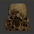 Hand Carved Decorative Sculpture With Cylindrical Body And Leaf Fruit Base