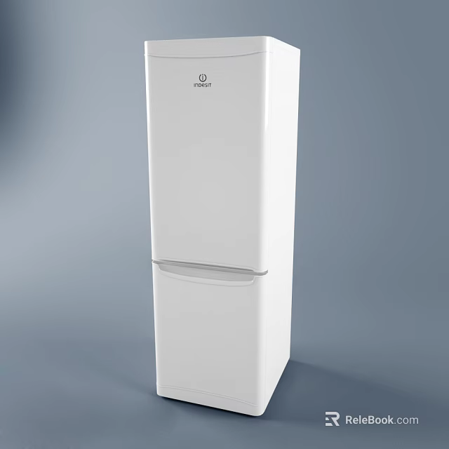 White Upright Double Door Fridge Freezer For Home Kitchen Use 3d model 
