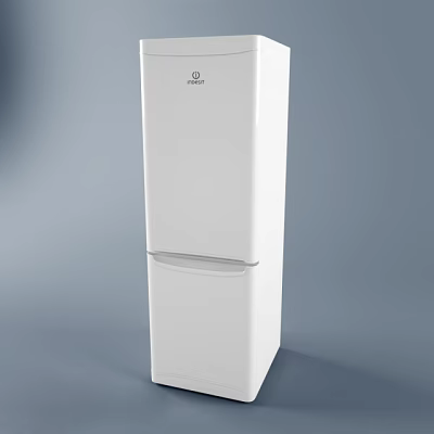 White Upright Double Door Fridge Freezer For Home Kitchen Use 3d model