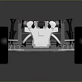 Detailed 3D Model of Car Chassis with Wheels and Frame Structure