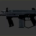 Black Tactical Submachine Gun With Futuristic Design Ergonomic Grip And LED Indicator