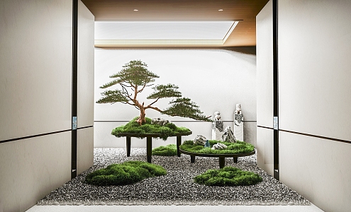 Modern landscape sketch interior landscape landscaping courtyard sketch plant combination stone pebble plant pile withered landscape 3d model