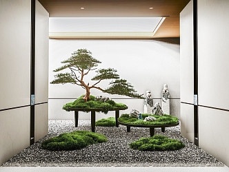 Modern landscape sketch interior landscape landscaping courtyard sketch plant combination stone pebble plant pile withered landscape 3d model