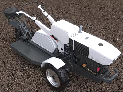 White And Gray Functional Vehicle With Seat And Levers 3d model