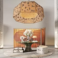 Elegant Hotel Lobby Interior With Intricate Chandelier Floral Arrangement And Artistic Wall Panel