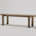 Simple Design Wooden Public Bench With Sturdy Structure For Outdoor Spaces 3d model