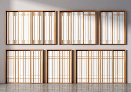 Japanese-style sliding door 3d model