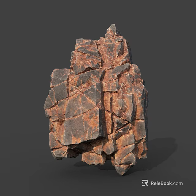 Natural Stone Block Featuring Rough Texture Brown Gray Hues And Irregular Rock Structure 3d model