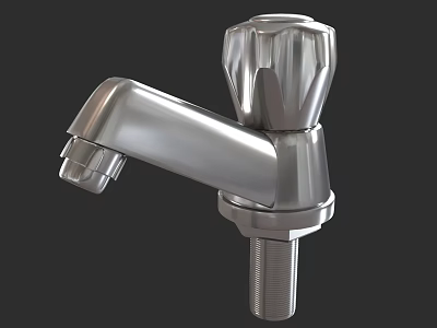 Modern Polished Stainless Steel Faucet With Shiny Finish And Classic Handle Design 3d model