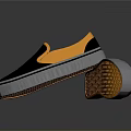 Casual Canvas Slip On Shoes Black Upper Yellow Collar And Orange Textured Sole