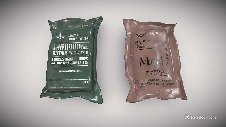 Traditional Forces Ration Can And Meal Packages For Daily Emergency Supplies 3d model 