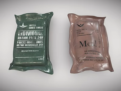 Traditional Forces Ration Can And Meal Packages For Daily Emergency Supplies 3d model