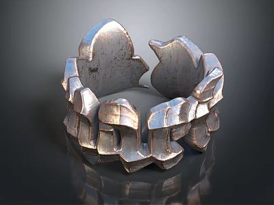 Silver Ring With Unique Geometric Petal Like Design Metallic Luster And Modern Styling 3d model