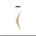 Modern Geometric Metallic Chandelier With Linear Structured Design And Suspended Lines