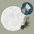 Modern Round Carpet Single Sofa Decorative Ornaments 3d model