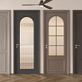 Various Styles of Hinged Doors with Glass Panels Gray Brown Colors and Golden Handles