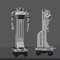 Modern Intelligent Robots With White Body And Wheels For Mobile Operations 3d model