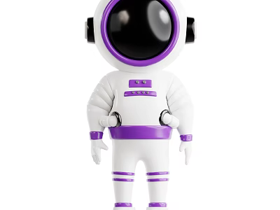 White And Purple Astronaut Toy Figure With Cosmic Space Design Details 3d model