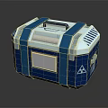 Blue And White Storage Box With Handle Panel And Triangle Symbol Design