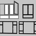 Modern Black Window Frame Designs With Different Panel Styles For Home 3d model