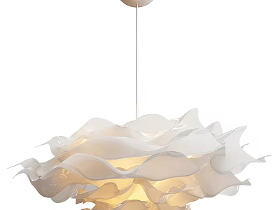 Elegant Modern White Chandelier With Wavy Petal Layered Design For Interior Decor 3d model