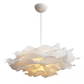 Elegant Modern White Chandelier With Wavy Petal Layered Design For Interior Decor